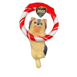 Hallmark Keepsake Ornament Puppy Love Yorkshire Terrier Candy Cane 2000 Christma